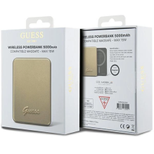 Guess MagSafe Metal Script Logo indukcinis maitinimo blokas 15W 5000mAh - auksinis