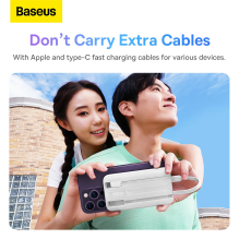 „Baseus Comet“ serijos maitinimo blokas su ekranu 10 000 mAh 22,5 W - baltas + USB-A - USB-C laidas