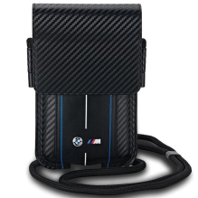 BMW Carbon &amp; Blue Stripe phone bag - black