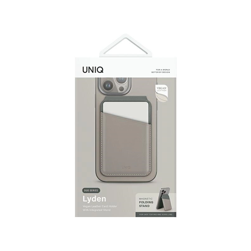 Uniq Lyden DS magnetic RFID wallet with phone stand - beige and green