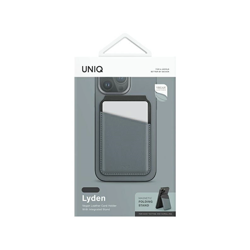 Uniq Lyden DS magnetic RFID wallet with phone stand - blue and black