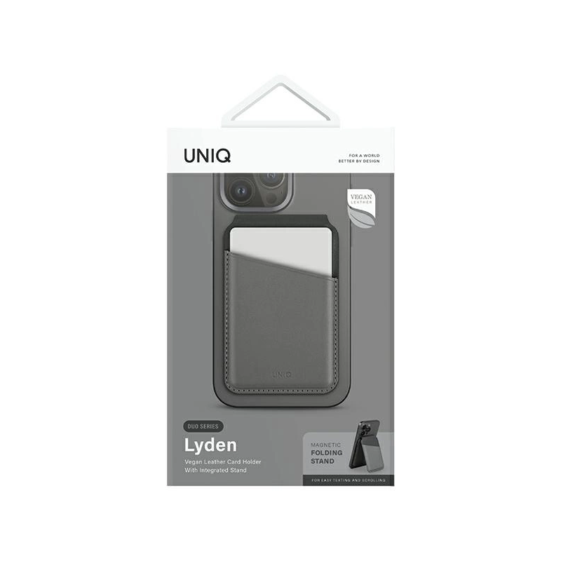 Uniq Lyden DS magnetic RFID wallet with phone stand - gray and black