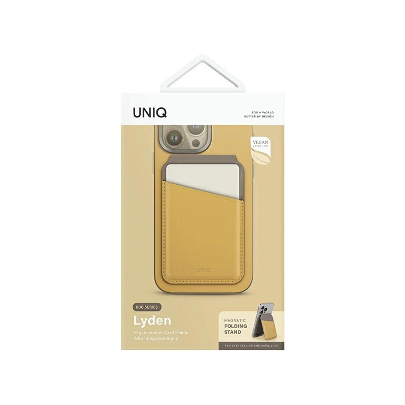 Uniq Lyden DS magnetic RFID wallet with phone stand - yellow-gray