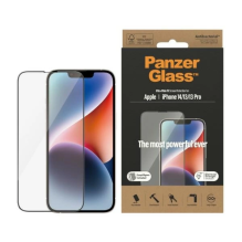 „PanzerGlass Ultra-Wide Fit“ grūdinto stiklo antibakterinis privatumas su padėties įtaisu, skirtas „iPhone 14 / 13 Pro /