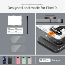 Spigen Optik.tR Ez Fit grūdinto stiklo fotoaparato ekrano apsauga, skirta „Google Pixel 9“ (2 pakuotės)