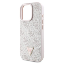 Guess Leather Metal Logo Strass Crossbody Case for iPhone 16 Pro - Pink