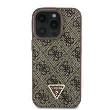 Guess Leather Metal Logo Strass Crossbody Case for iPhone 16 Pro - Brown