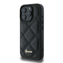 Guess Quilted Metal Logo iPhone 16 Pro Case - Black