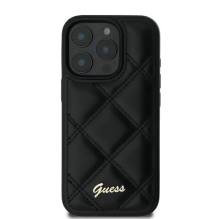 Guess Quilted Metal Logo iPhone 16 Pro Case - Black