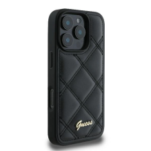 Guess Quilted Metal Logo iPhone 16 Pro Case - Black