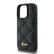 Guess Quilted Metal Logo iPhone 16 Pro Case - Black