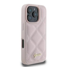 Guess Quilted Metal Logo iPhone 16 Pro Case - Pink