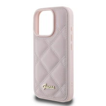 Guess Quilted Metal Logo iPhone 16 Pro Case - Pink