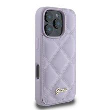 Guess Quilted Metal Logo dėklas, skirtas iPhone 16 Pro - šviesiai violetinė