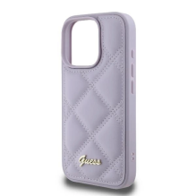 Guess Quilted Metal Logo dėklas, skirtas iPhone 16 Pro - šviesiai violetinė