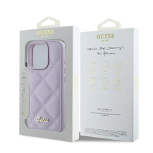 Guess Quilted Metal Logo dėklas, skirtas iPhone 16 Pro - šviesiai violetinė