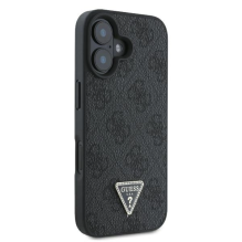 Guess Leather 4G Triangle Strass MagSafe Case for iPhone 16 Plus - Black