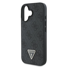 Guess Leather 4G Triangle Strass MagSafe Case for iPhone 16 Plus - Black