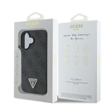 Guess Leather 4G Triangle Strass MagSafe dėklas, skirtas iPhone 16 Plus – juodas