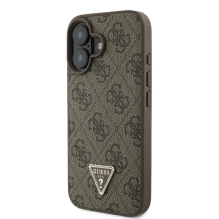 Guess Leather 4G Triangle Strass MagSafe Case for iPhone 16 Plus - Brown