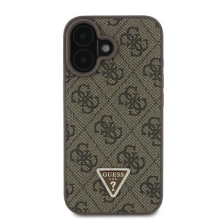 Guess Leather 4G Triangle Strass MagSafe Case for iPhone 16 Plus - Brown