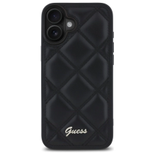 Guess Quilted Metal Logo iPhone 16 Plus Case - Black