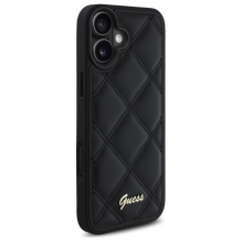 Guess Quilted Metal Logo iPhone 16 Plus Case - Black