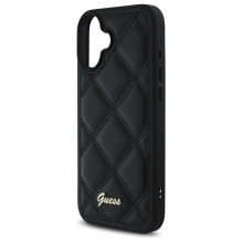 Guess Quilted Metal Logo iPhone 16 Plus Case - Black