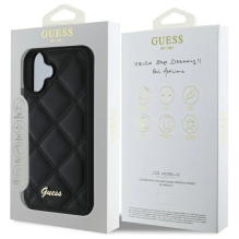 Guess dygsniuotas metalinis logotipas iPhone 16 Plus dėklas – juodas