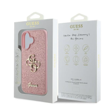 Guess Fixed Glitter Big 4G iPhone 16 dėklas – rožinis