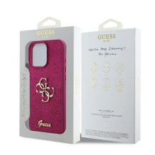 Guess Fixed Glitter Big 4G dėklas, skirtas iPhone 16 Pro Max - violetinė