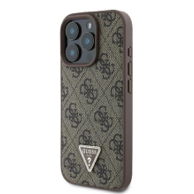 Guess Leather 4G Triangle Strass MagSafe Case for iPhone 16 Pro Max - Brown