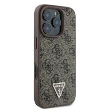 Guess Leather 4G Triangle Strass MagSafe Case for iPhone 16 Pro Max - Brown