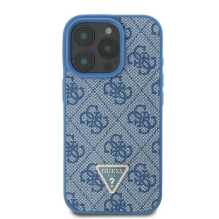 Guess Leather Metal Logo Strass Crossbody Case for iPhone 16 Pro Max - Blue