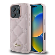 Guess Quilted Metal Logo iPhone 16 Pro Max Case - Pink