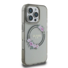 Guess IML Flowers Wreath MagSafe iPhone 16 Pro Case - Black