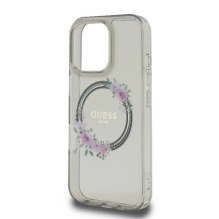 Guess IML Flowers Wreath MagSafe iPhone 16 Pro Case - Black