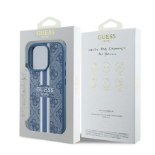 Guess 4G Printed Stripes MagSafe dėklas iPhone 16 Pro - mėlynas