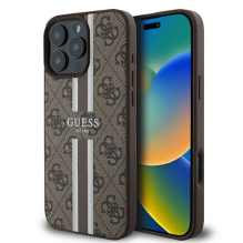 Guess 4G Printed Stripes MagSafe iPhone 16 Pro dėklas – rudas