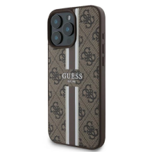 Guess 4G Printed Stripes MagSafe iPhone 16 Pro Case - Brown