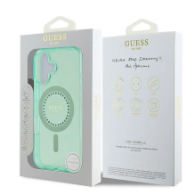 Guess IML Rhinestones MagSafe iPhone 16 Plus dėklas – žalias