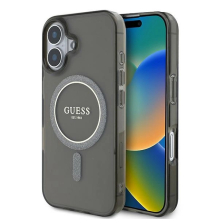 Guess IML Glitter Circle MagSafe dėklas iPhone 16 - juodas