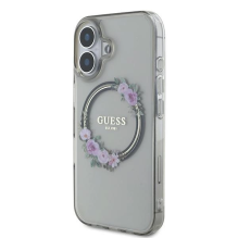 Guess IML Flowers Wreath MagSafe case for iPhone 16 - black