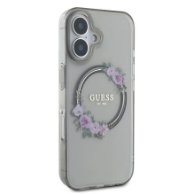 Guess IML Flowers Wreath MagSafe dėklas iPhone 16 - juodas