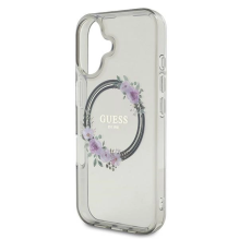 Guess IML Flowers Wreath MagSafe case for iPhone 16 - black