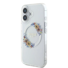 Guess IML Flowers Wreath MagSafe iPhone 16 dėklas – skaidrus