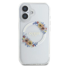 Guess IML Flowers Wreath MagSafe iPhone 16 dėklas – skaidrus