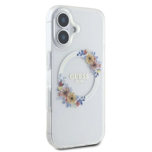 Guess IML Flowers Wreath MagSafe iPhone 16 dėklas – skaidrus