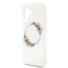 Guess IML Flowers Wreath MagSafe iPhone 16 dėklas – skaidrus