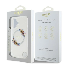 Guess IML Flowers Wreath MagSafe iPhone 16 dėklas – skaidrus